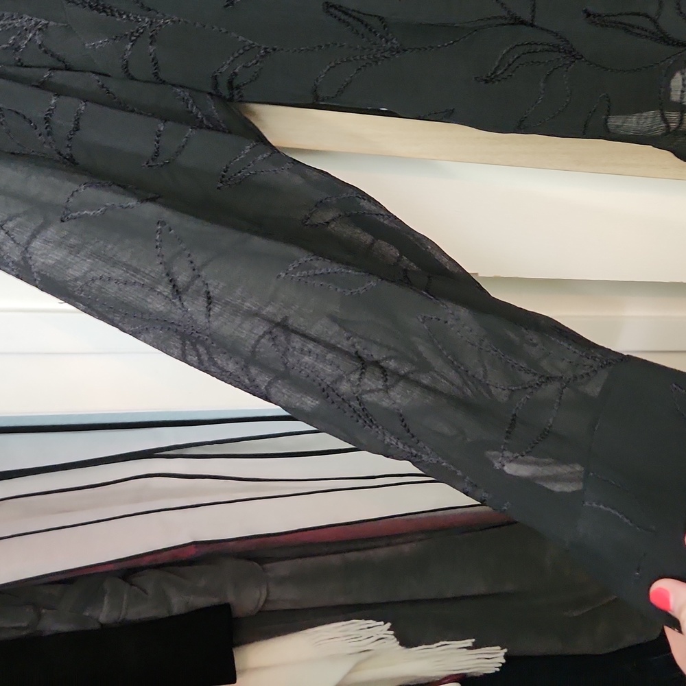 Sheer Black Button-Up Blouse - Picture 3 of 8